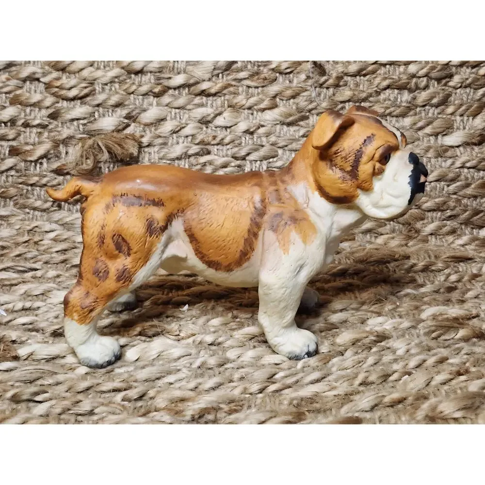Andrea by Sadek Porcelain Brown White Bulldog Figurine Shelf Tabletop Decor